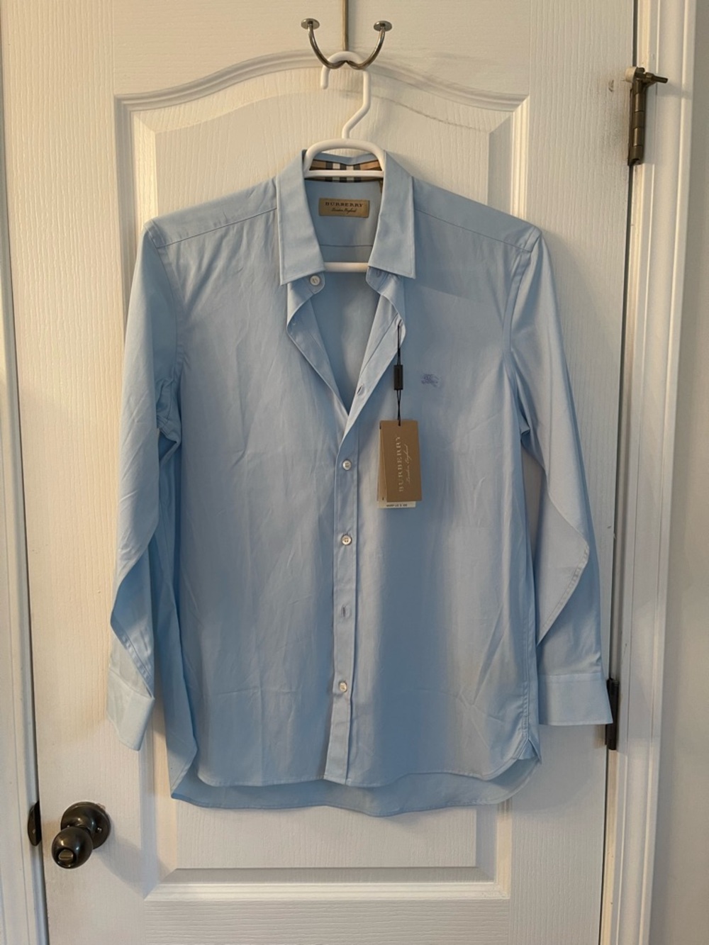 Burberry Light Blue Men's Collared Dress Shirt